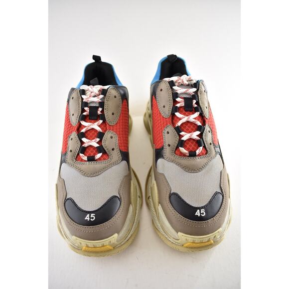 Balenciaga Triple S Sneakers Grey Red Blue 2018 Reissue Flat Platform 45 Mens 12 - Picture 6 of 13